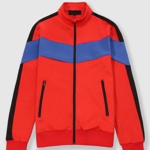 Men's Color Block 3-Tone Classic Track Jacket Red Blue Black